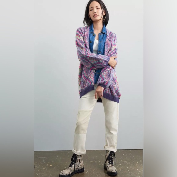 Maeve Sweaters - Maeve Anthropologie Peggy Python Open Front Cardigan Relaxed Fit Snake Print